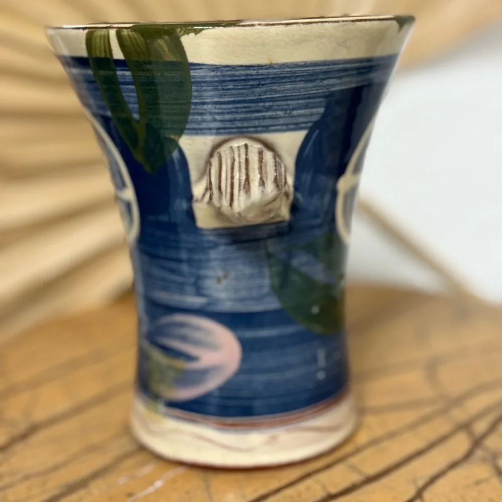 Vtg Judy Greene Pottery Galway Ireland Flower Vase Collector Art Decor European